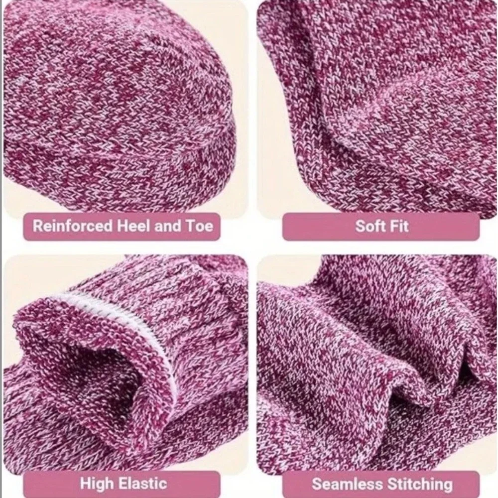 Women's Winter Fashion Warm Thick Bright Color Socks LARGE Wool Blend Pastel 5pk